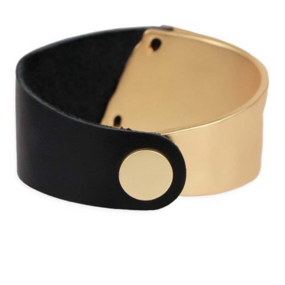 Black & Goldtone Wild Ways Leather Bracelet